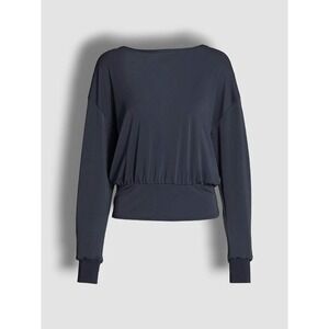 $295 Cinq A Sept Women's Black Ada Matte Jersey Tie-Back Long-Sleeve Top Size XS